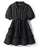 Pine Kids Woven Half Sleeves Frock & Belt With Frills - Black