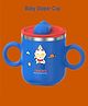 Sparkle Joy Stainless Steel Sipper Bottle for Kids/Double Wall & Sipper Cups with Straw/Travelling Sipper Bottle for Kids - Blue (Print May vary)-250ml