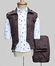 Radutu Full Sleeves Checked & Beach Theme Printed 3 Piece Party Suit Set - Maroon & White