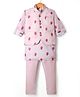 Radutu Fancy Full Sleeves Floral Printed Kurta & Pajama With Jacket Set - Beige