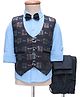 Radutu Full Sleeves Abstract Printed 3 Piece Party Suit With Bow Set - Sky & Navy Blue