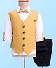Radutu Full Sleeves Solid 3 Piece Party Suit With Bow Set - White & Khaki