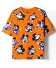 Kookie Kids Disney Single Jersey Knit Drop Shoulder Half Sleeves T-Shirt With Mickey Mouse Graphics - Orange