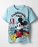 Kookie Kids India Disney Single Jersey Knit Half Sleeves T-Shirt with Mickey Mouse Graphic - Light Blue