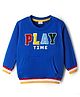 Babyhug Cotton Knit Full Sleeves Sweatshirt With Text Patch & Kangaroo Pockets - Blue
