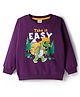 Babyhug 100% Cotton Knit Full Sleeves Pullover Sweatshirt with Dino Print - Purple