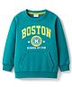 Babyhug Cotton Knit Full Sleeves Sweatshirt with Boston Text Graphics & Kangaroo Pockets - Turquoise