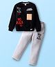 Olio Kids Looper Knit Full Sleeves Winter Wear Set With No Rules Text Print - Black