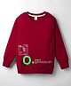 Olio Kids Looper Knit Full Sleeves T-Shirt With Text Print - Maroon