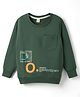 Olio Kids Looper Knit Full Sleeves T-Shirt With Text Print - Olive Green