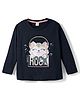Olio Kids Sinker Knit Full Sleeves T-Shirt with Rock Text Print - Black
