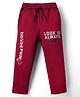 Olio Kids Knit Full Length Fleece & Woollen Lounge Pant With Text Print - Maroon