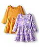 Honeyhap Premium  100% Cotton Knit Full Sleeves Frock with Polka Dots & Floral Print Pack of 2 - Yellow & Purple