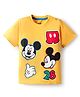 Kookie Kids Disney Single Jersey Knit Half Sleeves T-Shirt with Mickey Mouse Graphic - Yellow