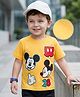 Kookie Kids Disney Single Jersey Knit Half Sleeves T-Shirt with Mickey Mouse Graphic - Yellow