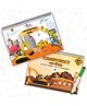 Construction Zone and Construct a fun Mini Book | Early learning Montessori Activity Book with Reusable Velcro Stickers and write & erase| Travel Friendly Activity Books - English