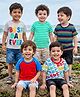 Babyhug 100% Cotton Knit Half Raglan Sleeves T-Shirts with Text Print & Stripes Pack of 5 - Multicolor