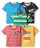Babyhug 100% Cotton Knit Half Sleeves Striped & Printed T-Shirts Pack of 5 - Multicolor