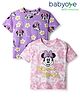 HoneyHap Disney Single Jersey Knit Half Sleeves Oversize Drop Shoulder T-Shirt with Minnie Mouse Graphics Pack of 2 - Pink & Purple
