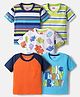 Babyhug 100% Cotton Knit Half Raglan Sleeves Striped T-Shirt with Text Print Pack of 5 - Multicolor