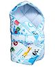 Fisher Price First Snuggle 100% Cotton Hooded Wrapper Cum Swaddle - White & Blue