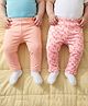 Babyoye Cotton Elastane Full Length Leggings with Floral Print Pack of 2 - Pink & Peach