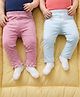 Babyoye Cotton Knit Full Length Leggings With Stripes Pack Of 2 - Multicolour