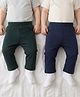 Babyoye Cotton Knit Full Length Leggings Pack Of 2 - Navy Blue & Green