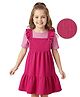 Hola Bonita Woven Solid Color Frock with Half Sleeves Inner Tee - Dark Pink