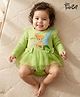 Babyhug Disney Interlock Knit Full Sleeves Frock Onesie with Tinker Bell Print & Bow Applique - Light Green