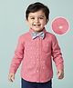 Babyhug Viscose Woven Full Sleeve Checkered Shirt with Bow & Embroidery - Pink