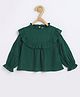 Chuppan Chupai Viscose Rayon Woven Full Peasant Sleeves Frill Detailed Top - Green
