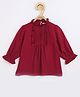 Chuppan Chupai Viscose Rayon Woven Three Fourth Sleeves Pin Tuck Detailed Top - Maroon