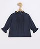 Chuppan Chupai Viscose Rayon Woven Three Fourth Sleeves Pin Tuck Detailed Top - Navy Blue