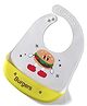 Water-Resistant Baby Silicone Bib, Burger Print Grey & Yellow  | Food-Grade Silicone|BPA-Free|Crumb Catcher|Adjustable Fit|Travel-Friendly|Reusable Bib|