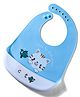 Water-Resistant Baby Silicone Bib, Cat Print Light Blue & White | Food-Grade Silicone | BPA-Free| Crumb Catcher | Adjustable Fit | Travel-Friendly | Reusable Bib|