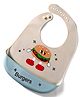 Water-Resistant Baby Silicone Bib, Burger Print Grey & Blue | Food-Grade Silicone | BPA-Free| Crumb Catcher | Adjustable Fit | Travel-Friendly | Reusable Bib|