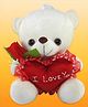 Tickles I Love You Teddy with Rose & Heart Stuffed Soft Plush Animal Toy for Kids Boys & Girls Birthday Gift (Size: 20 cm Color: White)