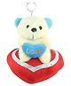 Tickles Tiny Cute Teddy Sitting On Heart Soft Stuffed Plush Toy For Kids Boys & Girls Birthday Gift (Size: 10 cm Color: Blue)