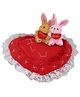 Tickles Loving Couple Rabbit Sitting on Heart Soft Stuffed Plush Animal Beautiful Special Valentine Day Gift (Color: Red Size:Length 20 cm)