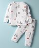First Smile Sinker Knit Full Sleeves Co-ords Night Suit with London Theme Print - White