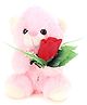 Tickles Teddy with Rose Soft Stuffed Plush Toy for Kids Boys Girls Birthday Gift (Size: 20 cm, Color: Pink)