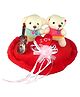 Tickles Couple Teddy On Heart with Violen Soft Stuffed Plush Toy For Kids Boys & Girls Birthday Gift (Color: Red & Peach Size: 25 cm)