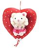 Tickles Cute Teddy in Heart Ring Soft Stuffed Plush Toy For Kids Boys & Girls Birthday Gift (Size: 14 cm Color: Red & Peach)