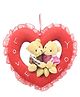 Tickles Teddy Couple in The Heart Ring Soft Stuffed Plush Toy For Kids Boys & Girls Birthday Gift (Size: 20 cm, Color: Red & Brown)