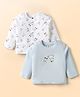 ToffyHouse Interlock Knit Full Sleeves T-Shirt With Animal Print Pack Of 2 - Light Blue & White