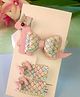 Little Tresses Set Of 3 Dinosaur Designed Bow Applique Detailed Alligator Clips - Pink