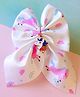 Little Tresses Unicorn Designed Bow Applique Detailed Alligator Clip - White & Pink