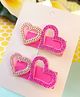 Little Tresses Stone Embellished Double Hearts Designed Hair Clip - Pink
