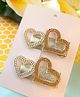 Little Tresses Stone Embellished Double Hearts Designed Hair Clip - Golden